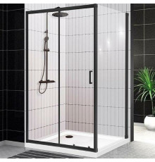 Душевой уголок BelBagno Uno 120x80 UNO-195-AH-1-120/80-C-NERO профиль Черный матовый стекло прозрачное