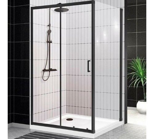 Душевой уголок BelBagno Uno 120x80 UNO-195-AH-1-120/80-C-NERO профиль Черный матовый стекло прозрачное