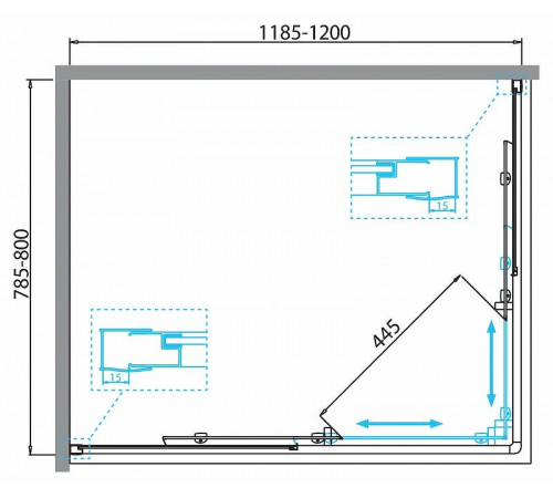 Душевой уголок BelBagno Due 120x80 DUE-AH-2-120/80-C-Cr профиль Хром стекло прозрачное