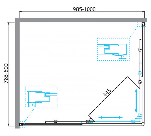 Душевой уголок BelBagno Due 100x80 DUE-AH-2-100/80-C-Cr профиль Хром стекло прозрачное