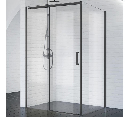 Душевой уголок BelBagno Acqua 150х90 ACQUA-AH-1-150/90-C-NERO профиль Черный стекло прозрачное