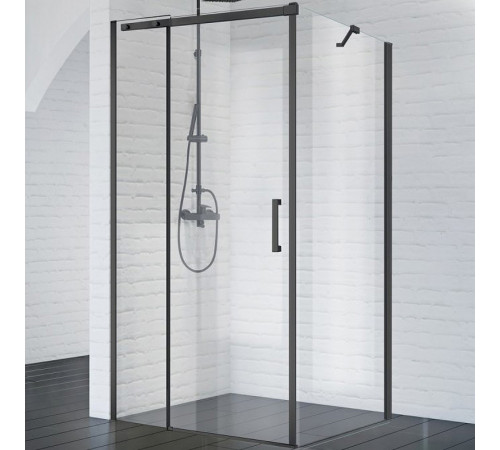 Душевой уголок BelBagno Acqua 120х90 ACQUA-AH-1-120/90-C-NERO профиль Черный стекло прозрачное