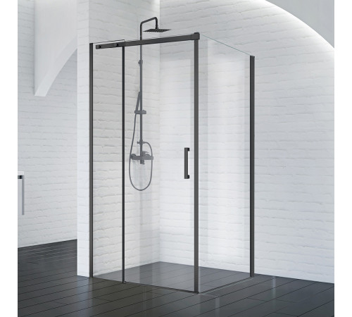 Душевой уголок BelBagno Acqua 120х90 ACQUA-AH-1-120/90-C-NERO профиль Черный стекло прозрачное