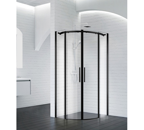 Душевой уголок BelBagno Acqua 100x100 ACQUA-R-2-100-C-NERO профиль Черный стекло прозрачное