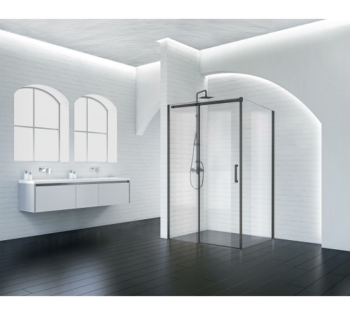 Душевой уголок BelBagno Acqua 150х90 ACQUA-AH-1-150/90-C-NERO профиль Черный стекло прозрачное