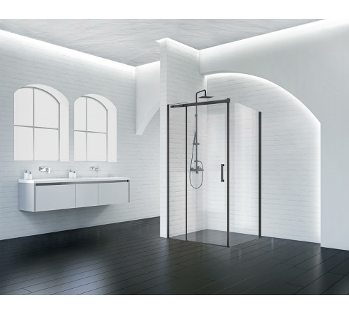 Душевой уголок BelBagno Acqua 120х90 ACQUA-AH-1-120/90-C-NERO профиль Черный стекло прозрачное