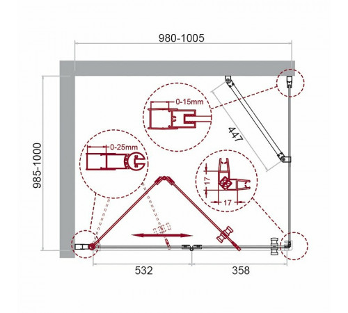 Душевой уголок BelBagno Albano 100х100 ALBANO-AS-1-100-C-Cr профиль Хром стекло прозрачное