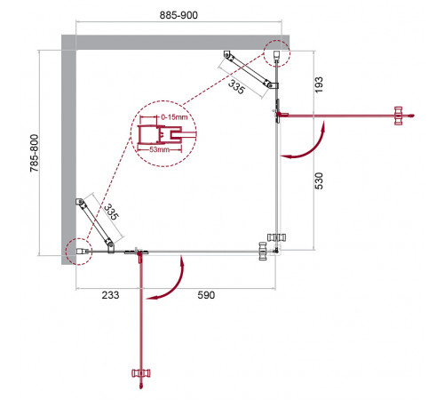 Душевой уголок BelBagno Kraft 90х80 KRAFT-AH-22-90/80-C-Cr-L профиль Хром стекло прозрачное