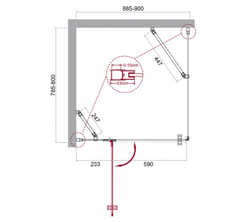 Душевой уголок BelBagno Kraft 90х80 KRAFT-AH-12-90/80-C-Cr-L профиль Хром стекло прозрачное