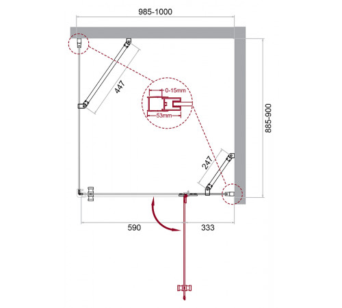 Душевой уголок BelBagno Kraft 100х90 KRAFT-AH-12-100/90-C-Cr-R профиль Хром стекло прозрачное