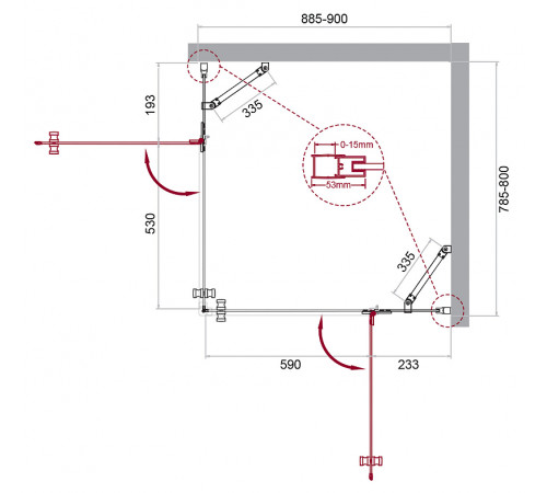 Душевой уголок BelBagno Kraft 90х80 KRAFT-AH-22-90/80-C-Cr-R профиль Хром стекло прозрачное