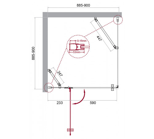 Душевой уголок BelBagno Kraft 90х90 KRAFT-A-12-90-C-Cr-L профиль Хром стекло прозрачное