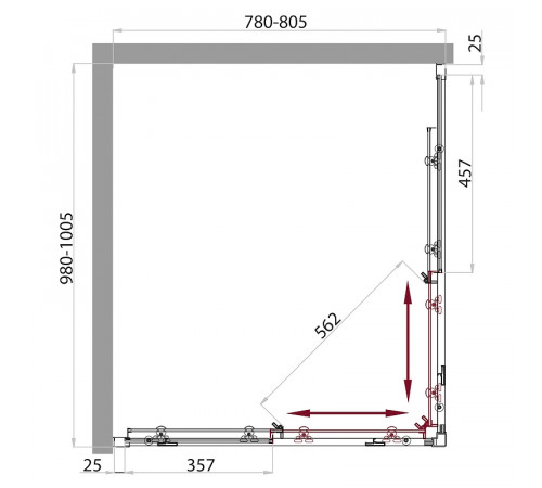 Душевой уголок BelBagno Sela 100x80 SELA-AH-2-100/80-P-Cr профиль Хром стекло рифленое