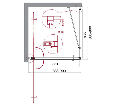 Душевой уголок BelBagno Marmi 90x90 MARMI-A-1-90-C-Cr профиль Хром стекло прозрачное