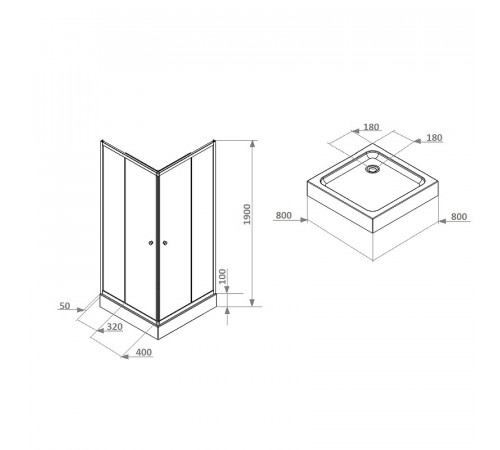 Душевой уголок Parly 80x80 ZFQ81 профиль Белый стекло матовое