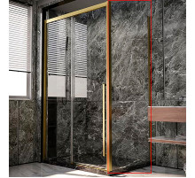 Душевая стенка Veconi Premium Trento SP-30G 100 SP30-G-100-01-C4 профиль Брашированное золото стекло прозрачное