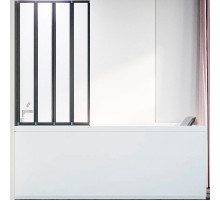Шторка на ванну Veconi Palau PL-74BL 90 L PL74BL-90-01-19C4 профиль Черный матовый стекло прозрачное
