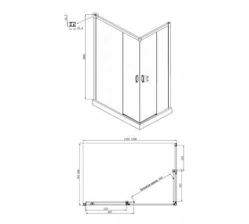 Душевой уголок Ambassador Queen 120х80 11011106L профиль Хром стекло прозрачное