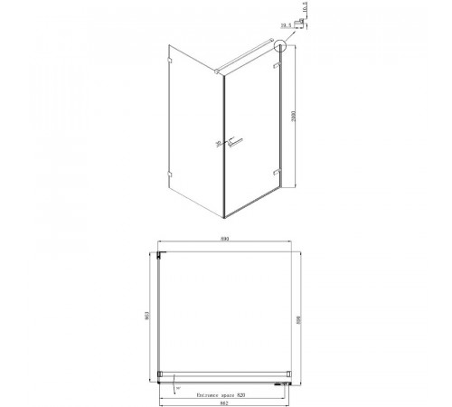 Душевой уголок Ambassador Abner 90x90 10011101R профиль Хром стекло прозрачное