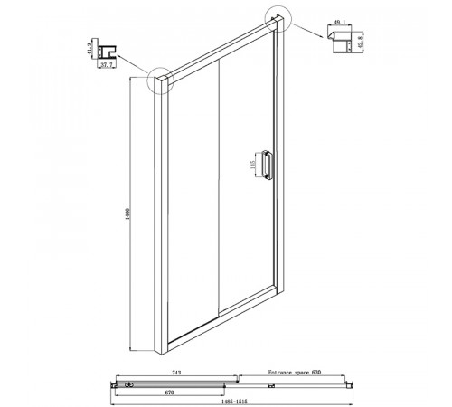 Шторка на ванну Ambassador Bath Screens 150х140 16041104 профиль Хром стекло CrystalPure