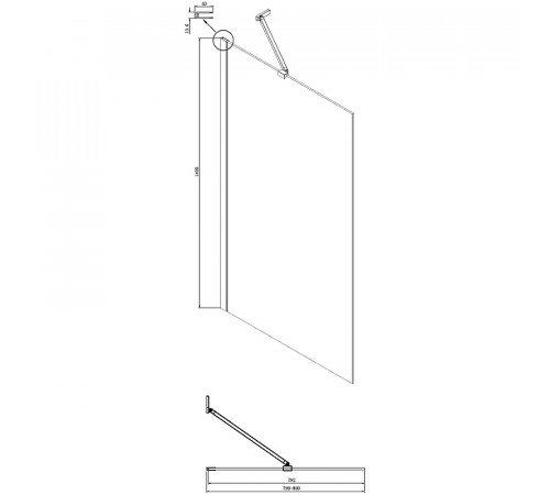 Шторка на ванну Ambassador Bath Screens 80х140 16041103 профиль Хром стекло CrystalPure