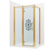 Душевой уголок Ambassador Royal 120x80 18015310-L профиль Золото стекло прозрачное с рисунком