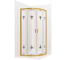 Душевой уголок Ambassador Royal 90x90 18015306 профиль Золото стекло белое с рисунком