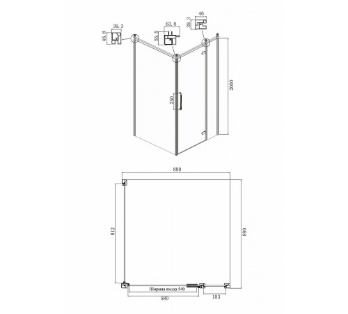 Душевой уголок Ambassador Royal 90x90 18015108-L профиль Хром стекло прозрачное с рисунком