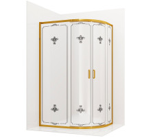 Душевой уголок Ambassador Royal 120x80 18015301 профиль Золото стекло белое с рисунком