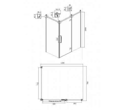 Душевой уголок Ambassador Royal 120x80 18015110-L профиль Хром стекло прозрачное с рисунком