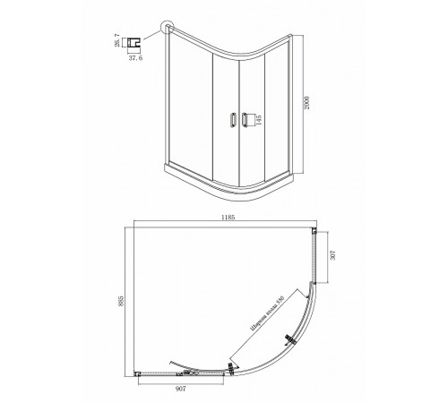 Душевой уголок Ambassador Royal 120x90 18015102 профиль Хром стекло белое с рисунком