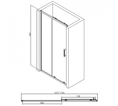 Душевая дверь Abber AG30170B 170x190 профиль Черный стекло прозрачное