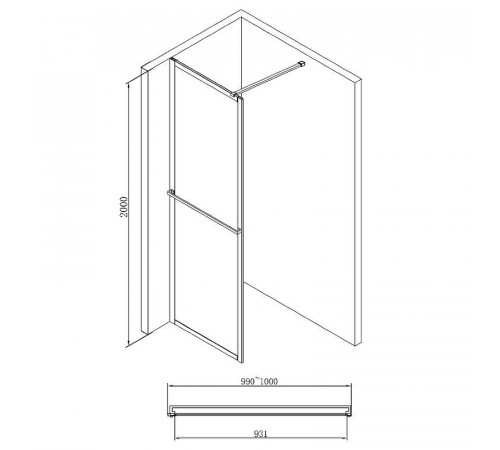 Душевая перегородка Abber AG60100B 100x200 профиль Черный стекло прозрачное