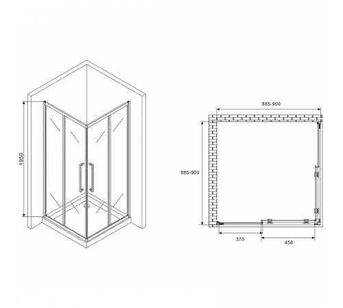 Душевой уголок Abber Schwarzer Diamant 90x90 AG02090MH профиль Хром стекло матовое