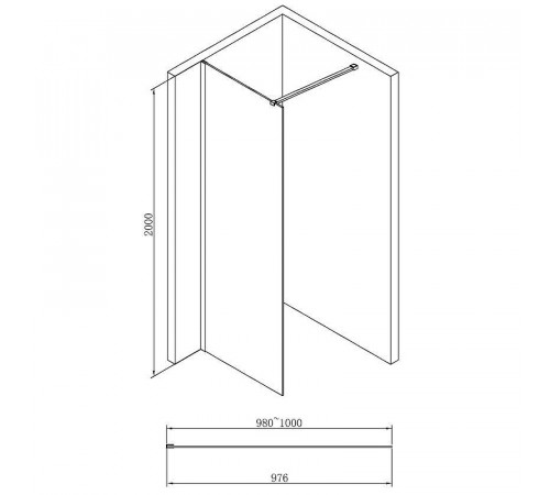 Душевая перегородка Abber AG61100B 100x200 профиль Черный стекло прозрачное