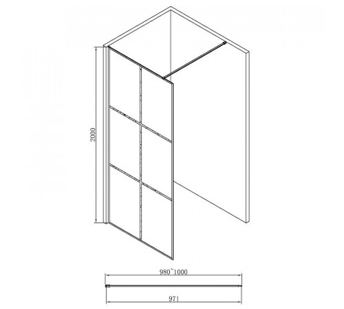 Душевая перегородка Abber AG62100B 100x200 профиль Черный стекло прозрачное