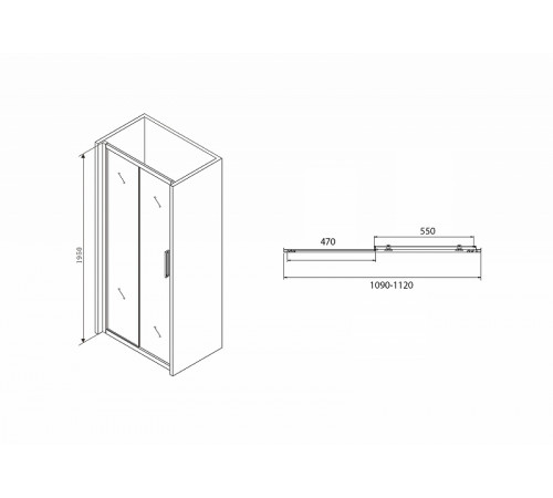 Душевая дверь Abber Schwarzer Diamant 110 AG30110BH профиль Черный стекло прозрачное