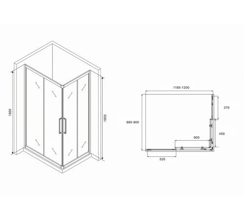 Душевой уголок Abber Schwarzer Diamant 120x90 AG02129H профиль Хром стекло прозрачное