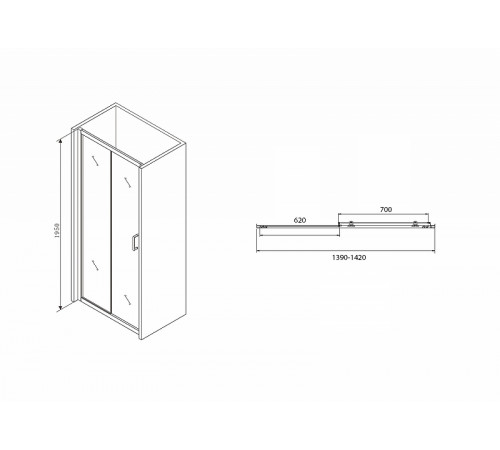 Душевая дверь Abber Schwarzer Diamant 140 AG30140B профиль Черный стекло прозрачное