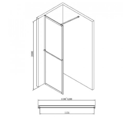 Душевая перегородка Abber AG60120B 120x200 профиль Черный стекло прозрачное