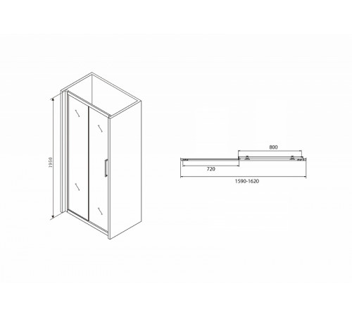 Душевая дверь Abber Schwarzer Diamant 160 AG30160BH профиль Черный стекло прозрачное