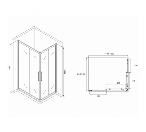 Душевой уголок Abber Schwarzer Diamant 120x90 AG02129MH профиль Хром стекло матовое