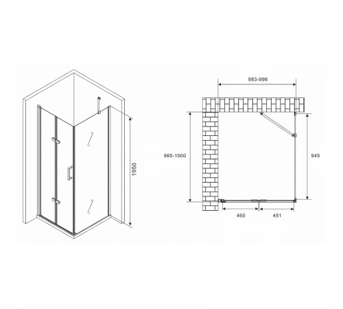 Душевой уголок Abber Zart 100x100 AG08100P-S101 профиль Хром стекло прозрачное