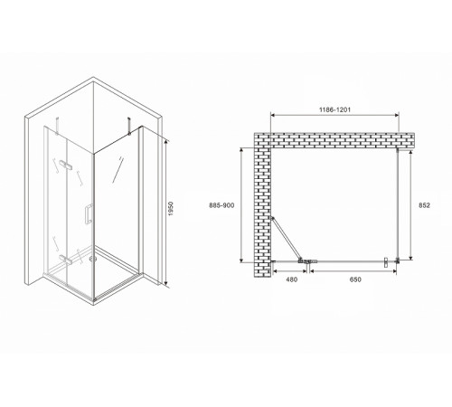 Душевой уголок Abber Zart 120x90 AG08120-S91 профиль Хром стекло прозрачное