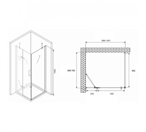 Душевой уголок Abber Zart 100x70 AG08100-S71 профиль Хром стекло прозрачное