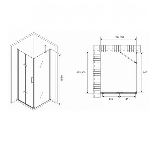 Душевой уголок Abber Zart 90x90 AG08090P-S91 профиль Хром стекло прозрачное