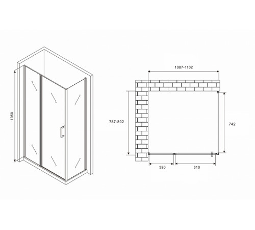 Душевой уголок Abber Sonnenstrand 110x80 AG04110S-S80 профиль Хром стекло прозрачное