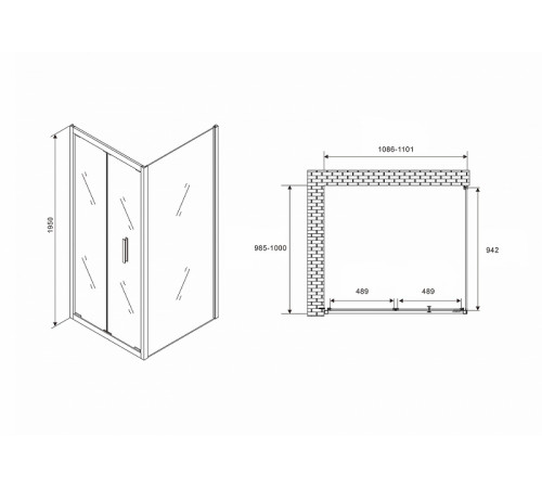 Душевой уголок Abber Sonnenstrand 110x100 AG07110-S100 профиль Хром стекло прозрачное