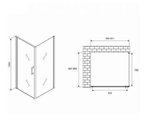 Душевой уголок Abber Sonnenstrand 60x85 AG04060-S85 профиль Хром стекло прозрачное