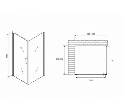 Душевой уголок Abber Sonnenstrand 100x80 AG04100B-S80B профиль Черный стекло прозрачное